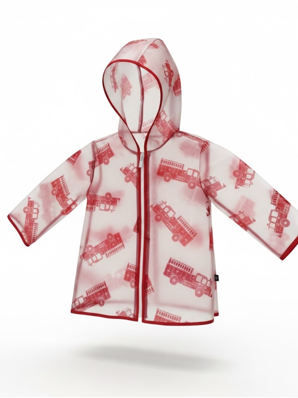 GAP Clear Toddler Raincoat with Red Fire Truck Print NWT